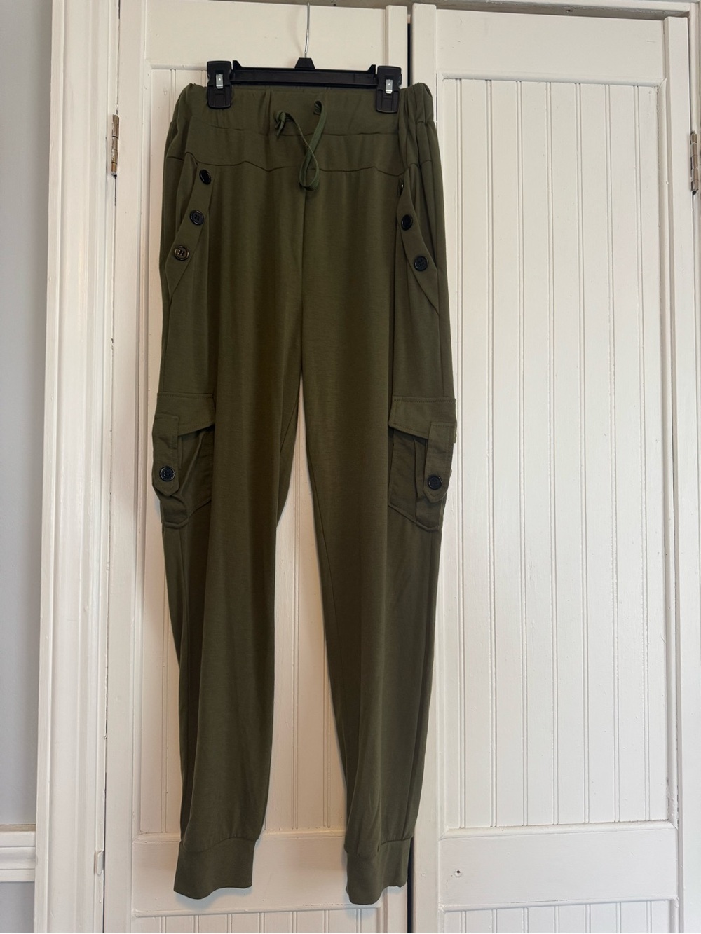 Olive Green Cargo Legging Joggers with Drawstring
